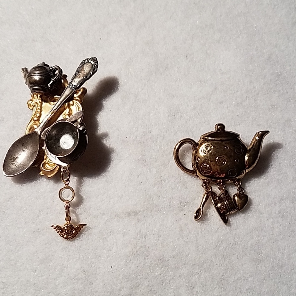 Set of Two Tea Time Brooches